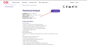 CGI Hiring for Technical Analyst 2025